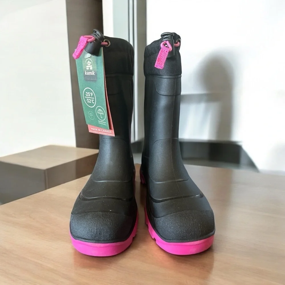 Kamik Unisex Snobuster Boots Black with Magenta Size 5